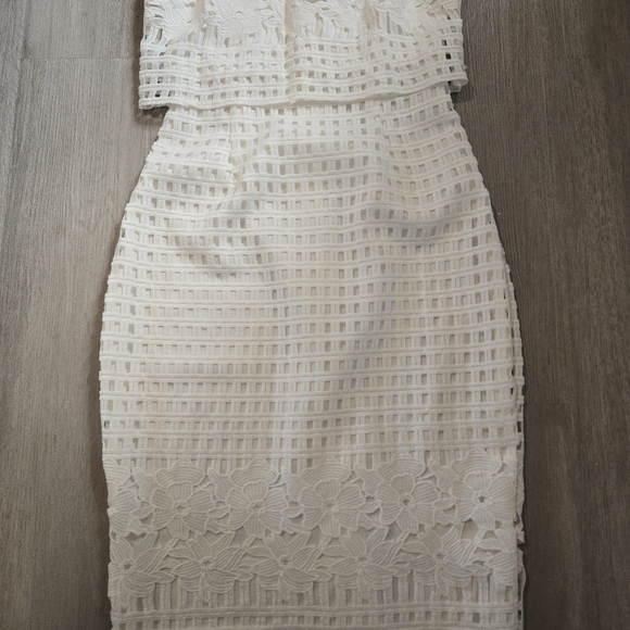 Guess White Sheer Floral Lattice Overlay Dress, SIZE 2 - Picture 8 of 15